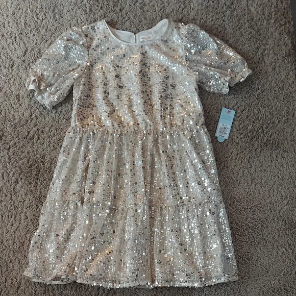 sequin cat dress Cat Ripped Fabric White Sequined Women's Dress, MD / Black
